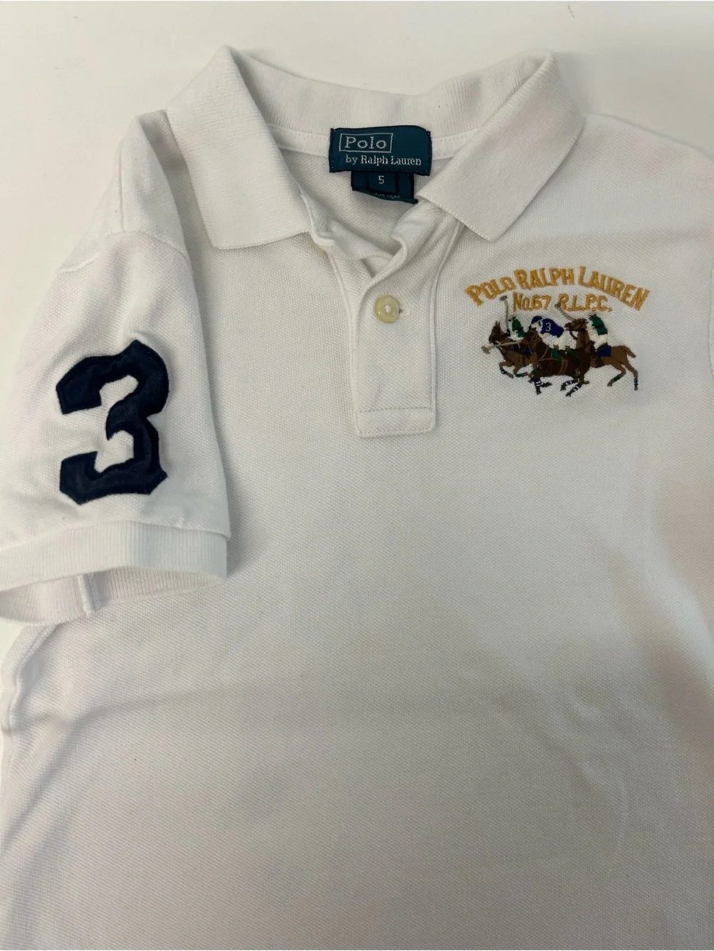Ralph Lauren White Polo Shirt with Embroidered Polo Players